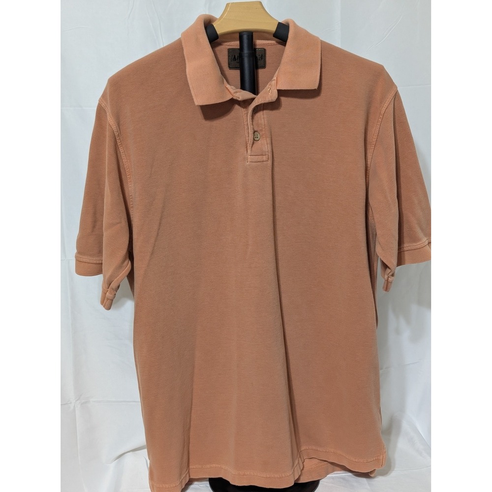 Magellan Sportswear Mens Medium Orange Ribbed Cotton Short Sleeve Polo Shirt